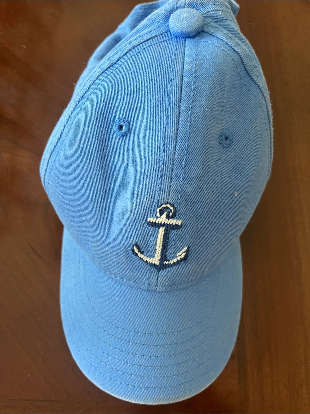Kids Light Blue Anchor Baseball Cap - Nautical Embroidered Hat